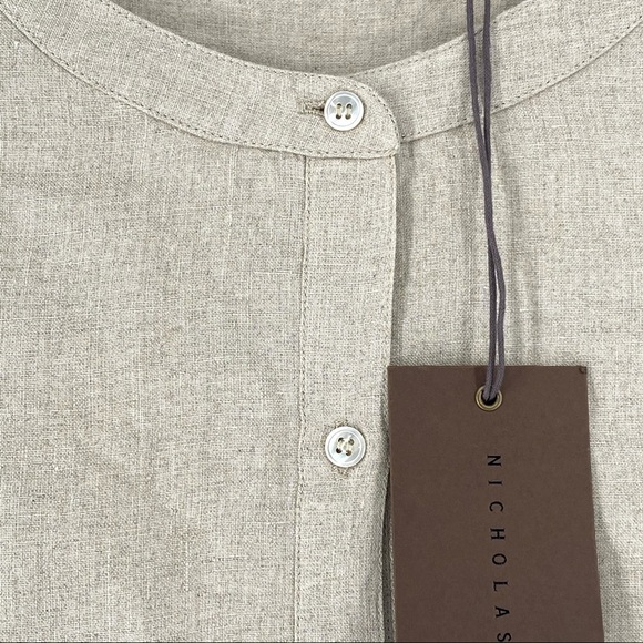 Nicholas K Women's Linen Wrap Shirt Dress Natural - Picture 6 of 12